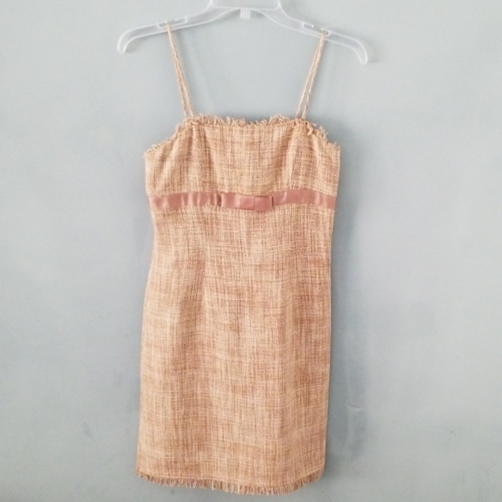 B. Moss pink and cream tweed dress